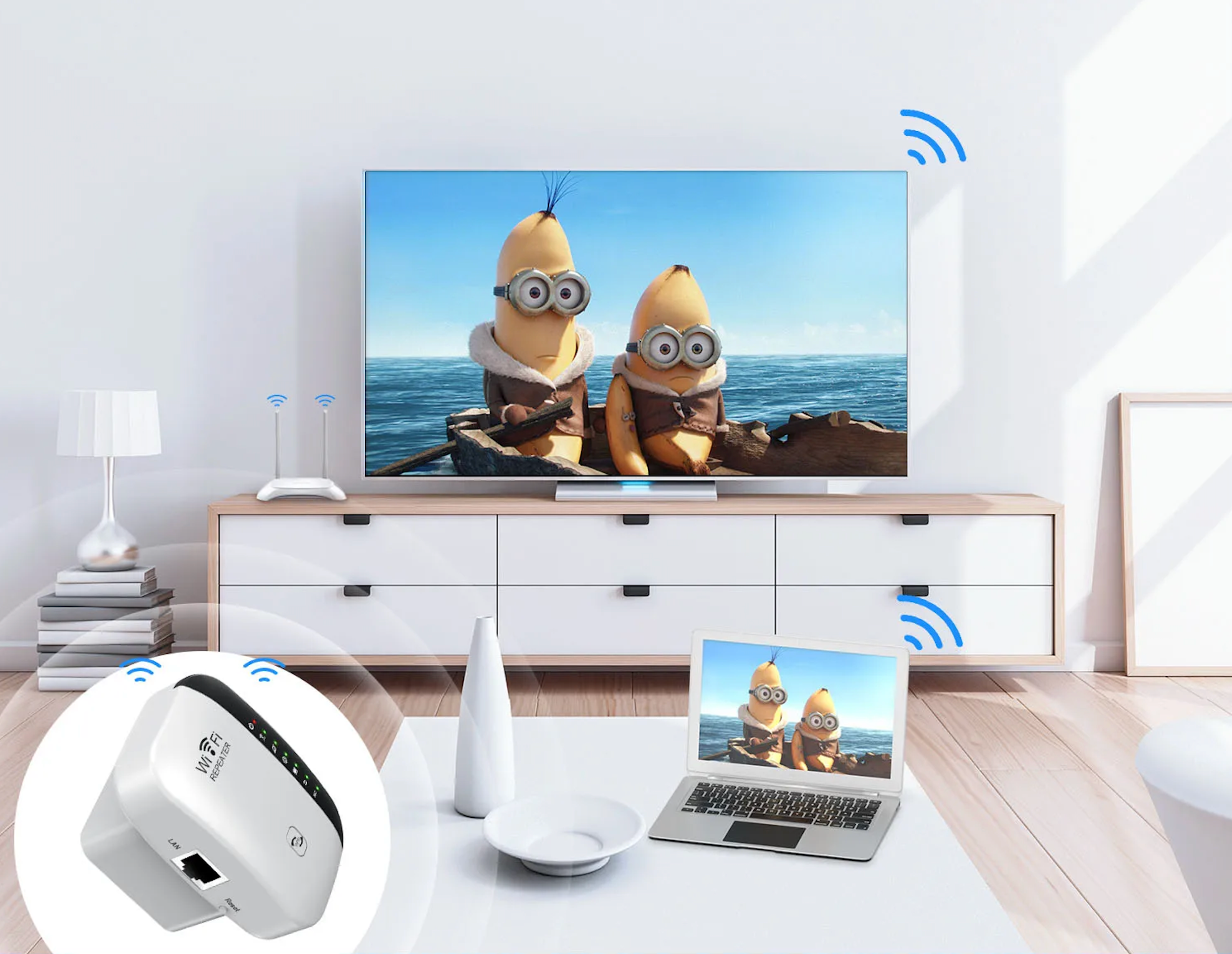 Repetidor Wi-Fi Wireless 300Mbps - Amplificador de Sinal, Ponto de Acesso, Expansor de Rede 2.4GHz Repetidor Wi-Fi Wireless 300Mbps - Amplificador de Sinal, Ponto de Acesso, Expansor de Rede 2.4GHz